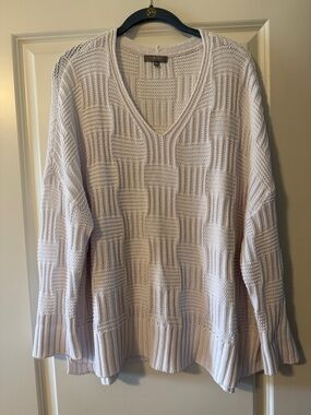 Habitat white V-Neck Textured Knit Sweater